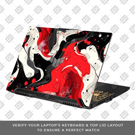 Red and White Paint Swirls Asus TUF Gaming F16 Laptop Skin