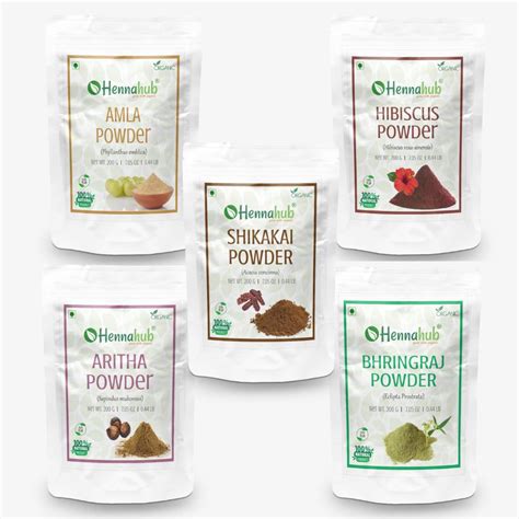 Amla, Reetha, Shikakai, Bhringraj and Hibiscus Powder for Hair, 200g e ...