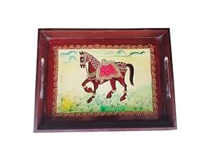 Mamta Handicrafts Wooden Serving Tray Hand-Painted for Gifts Living ...