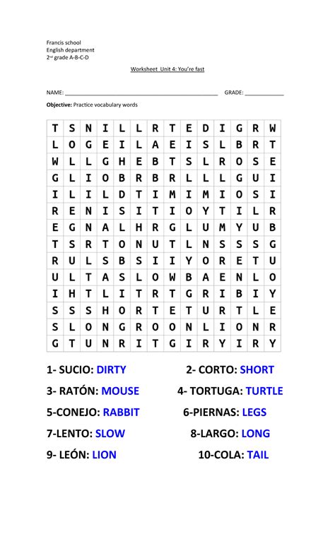 Unidad 4 Ingles - Ingles I - Francis school English department 2 nd ...