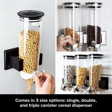 Buy Wall Mount Dry Goods Dispensers - 2-Pack Cereal Dispenser - Kitchen ...