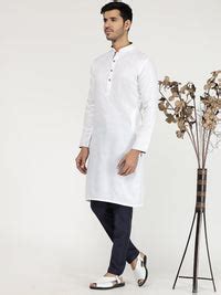 Milky White Solid Cotton Blend Kurta for Men – The Kurta Company