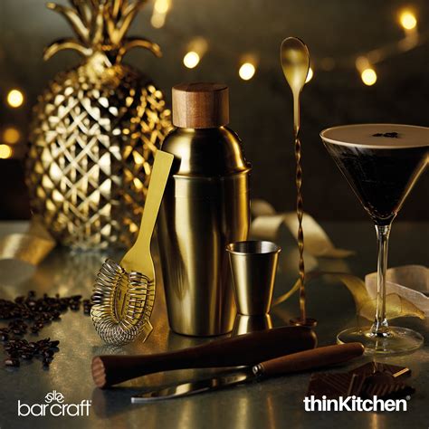 Buy Barcraft Cocktail Mixing Set | 6 Piece Gift Set | Brass Finish ...