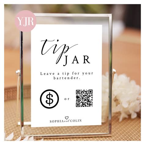Tip Your Bartender Sign Wedding Bar Tip Virtual Tip Jar Sign - Etsy