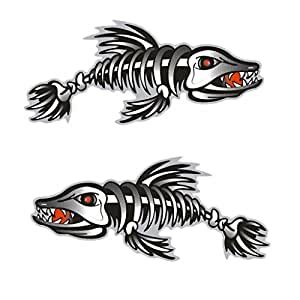 NF&E 2 Pieces/Set Kayak Decals Fish Bones Skeleton Stickers for Kayak ...