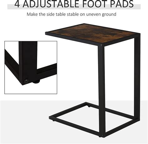 Buy HOMCOM C-Shaped Side Table, Sofa End Table with Metal Frame, Accent ...