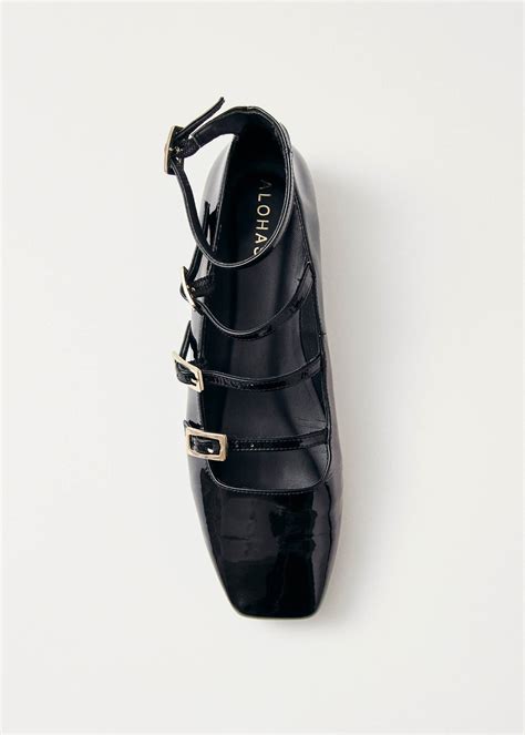 Luke Onix Black Leather Ballet Flats | ALOHAS