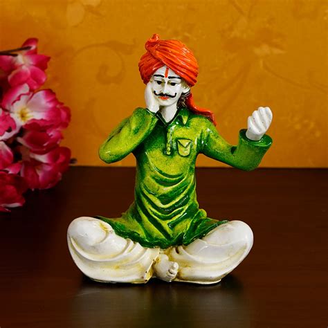Colorful Singing Rajasthani Man Handcrafted Decorative Polyresin ...