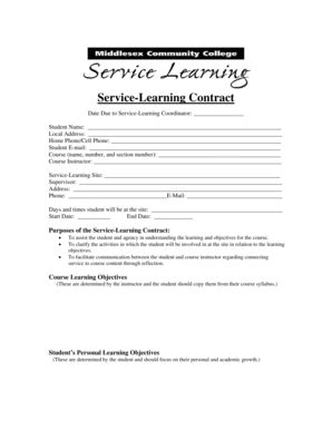 Fillable Online uml Servicelearning contract.doc - uml Fax Email Print ...