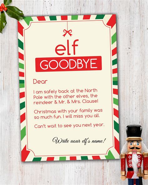 Printable Elf On The Shelf Goodbye Letter