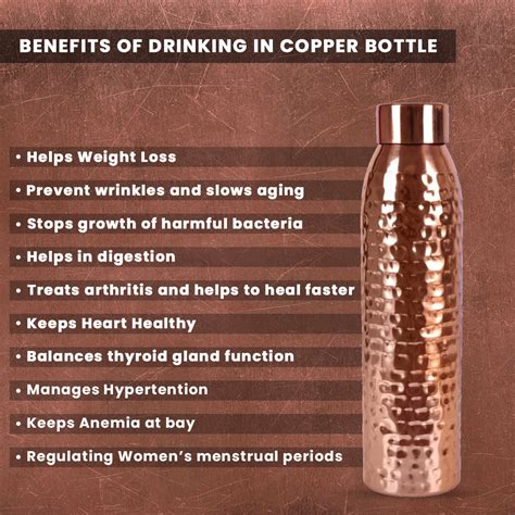 Giftana 1000ml Copper Ayurvedic Water Bottle - BPA Free
