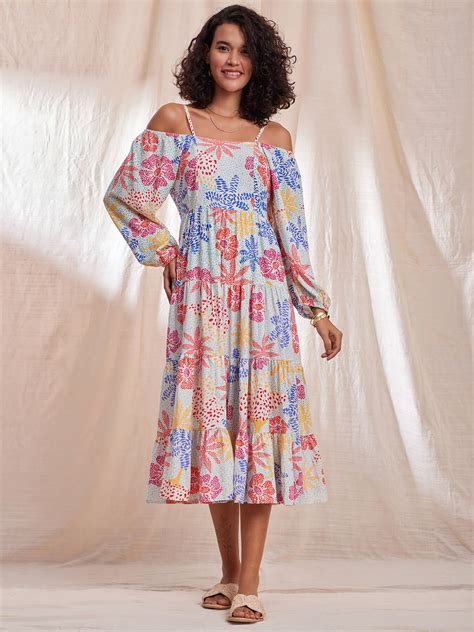 Buy Muticolour Floral Puff Sleeves Dress Online | Pink Fort – Pink Fort ...