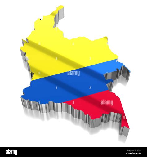 Colombia - country borders and flag - 3D illustration Stock Photo - Alamy