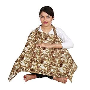 Buy Lulamom Yellow Floral Design Blue Feeding Cloak/Nursing Cover ...