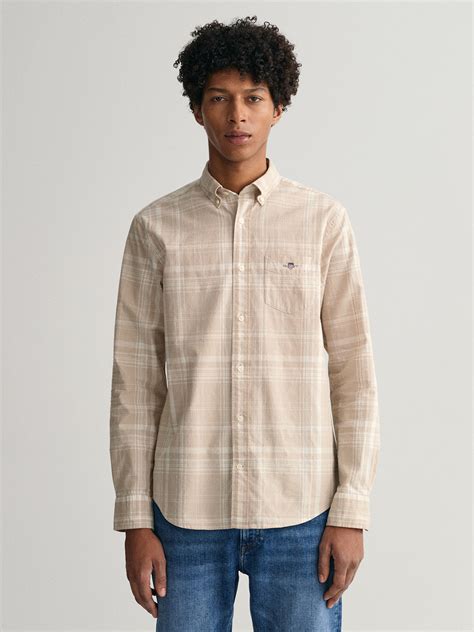 Shop Gant Beige Checked Regular Fit Shirt Online – Iconic India