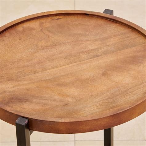 Buy Helios Ajax Mango Wood Top End Table - Brown and Black from Helios ...