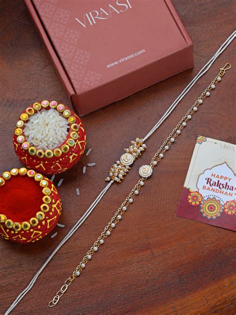 Om & Pearl Bhaiya Bhabhi Rakhi Combo