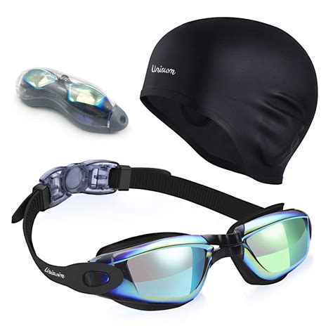 Buy Uniswim Swimming Goggles Swim Cap Set, Professional Swim Goggles ...