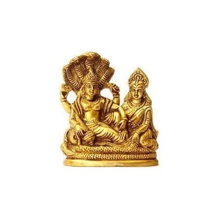 Buy Dattatreya Brass Lord Vishnu with Lakshmi ji Statue, Height 4 ...