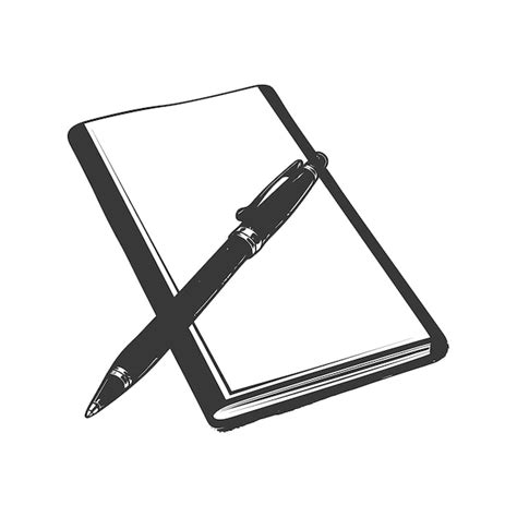 Silhouette notebook and pen black color only | Premium AI-generated vector