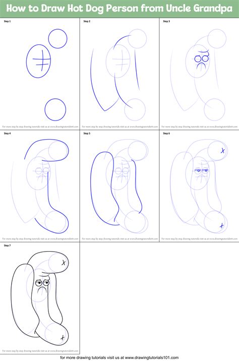 How to Draw Hot Dog Person from Uncle Grandpa (Uncle Grandpa) Step by ...
