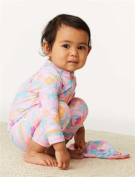 Buy 2pc Tropical Short Leg Swimsuit & Hat Set at Marks & Spencer