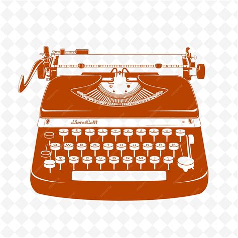 A red typewriter with a white background and a white background ...