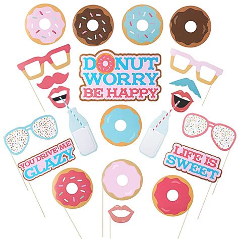 Donut Photo Booth Props 22 Pcs Doughnut Photobooth Props Donut Time ...