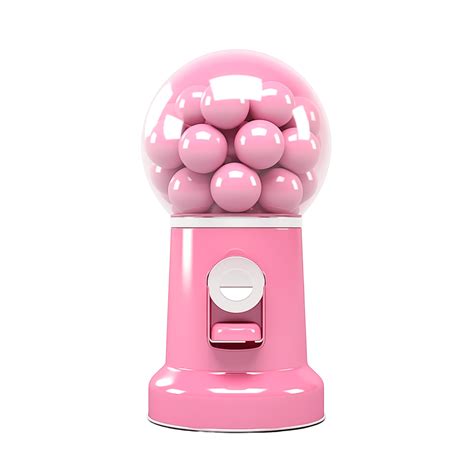 Pink Bubble Gum Machine Filled With Gumballs On Transparent Background ...