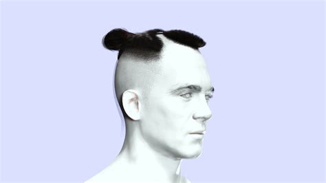 Man Bun -Low Fade Hair Cut 3D Model by khaloui