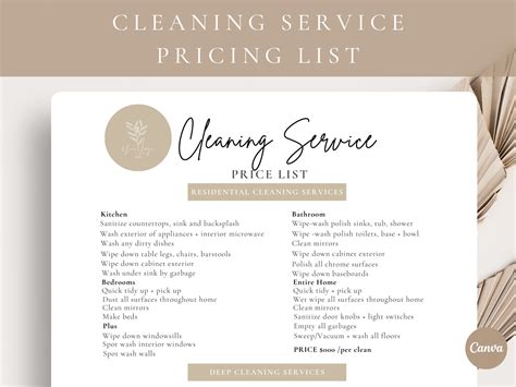 Housekeeping Services Price List