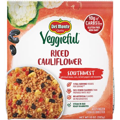 Del Monte Frozen Riced Cauliflower Southwest 10 oz. Bag