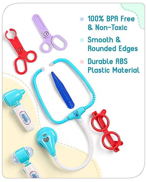 Babyhug Pretend Play Doctor Set with Wheeled Suitcase & LED Lights 15 ...
