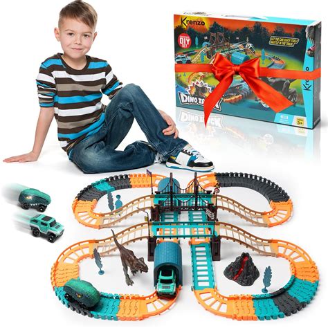 Amazon.com: Juego de pista de dinosaurios - Más de 100 piezas de pista ...