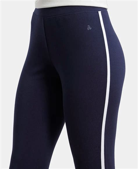 Buy Super Combed Cotton Elastane Leggings with Contrast Side Piping ...