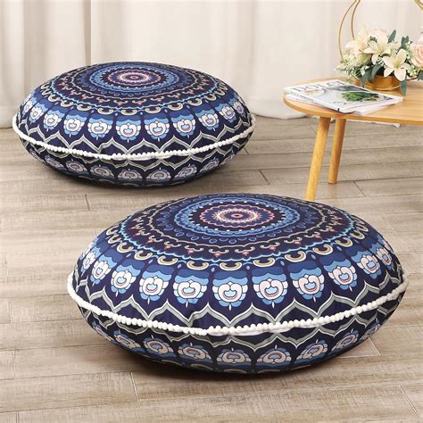 Amazon.com: LOVMOC 32 inches Meditation Floor Cushion for Adults, 2 ...