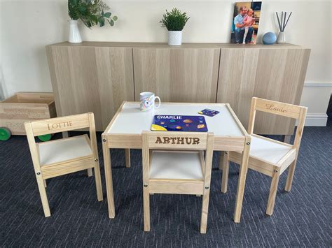 Personalised Childrens Kids Ikea Table and 3 Chairs, Any Name per Chair ...