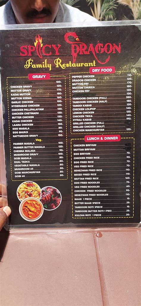 Menu at Spicy Dragon, Dharmapuri