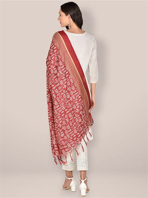 printed dupatta, silk dupatta, floral prinnted, maroon dupatta, silk ...