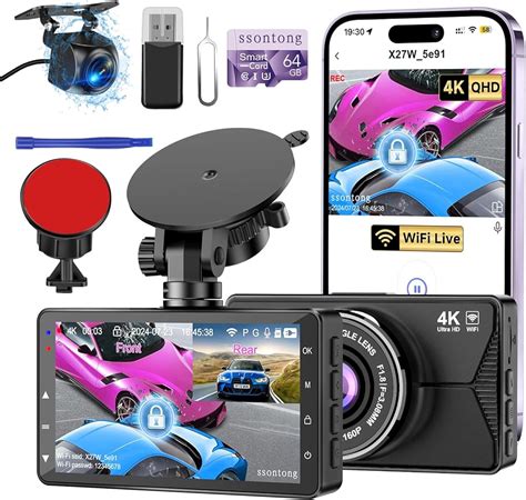 Ssontong Dash Cam Front and Rear, Dash Cam 4K WiFi/APP India | Ubuy