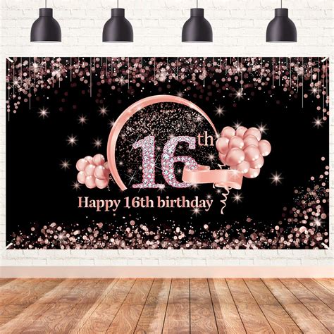 Buy 16th Birthday Banner Decorations for Girls, Extra Large 16 Year Old ...
