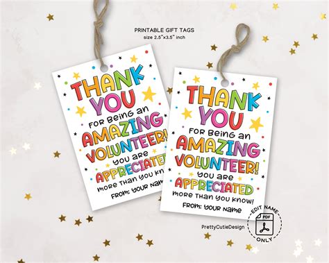 Church Volunteer Appreciation Gift Tags Volunteer Thank You Gift Ideas