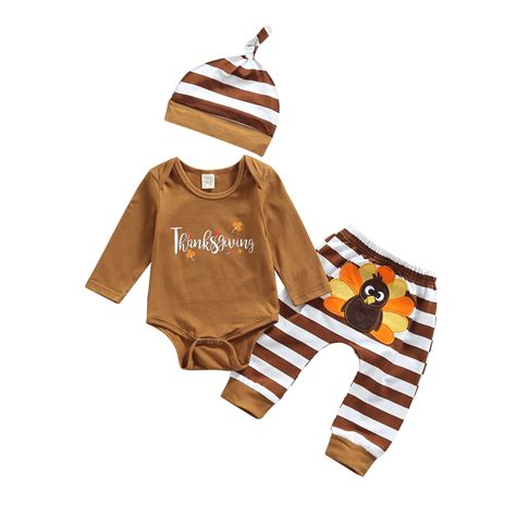 My First Thanksgiving Outfit 3M 6M 12M 18M Newborn Baby Boy Girl Letter ...