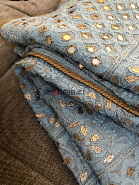 Powder Blue Mirror & Gota Patti Chikankari Lehenga Set – Dress365days