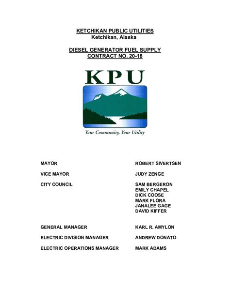 Fillable Online KETCHIKAN PUBLIC UTILITIES Ketchikan, Alaska DIESEL ...