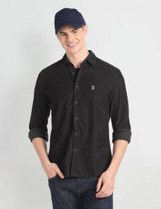 U.S. Polo Assn. Denim Co. Men Solid Casual Black Shirt - Buy U.S. Polo ...