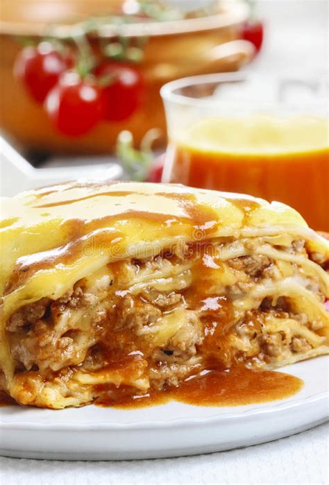 Lasagne Al Forno, Piatto Italiano Tradizionale Immagine  
