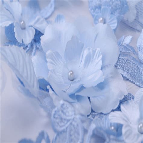 China Sky Blue Exquite 3D Flower Embroidery Lace Fabric for Part Dress ...