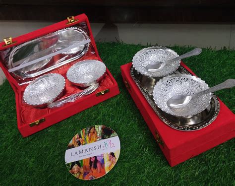 (BULK) LAMANSH Silver Plated Metal Bowl set for Gifting 🎁 | German Sil ...