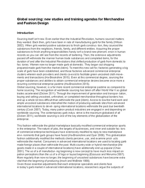 Global sourcing new studies and training agendas for Merchandise and ...